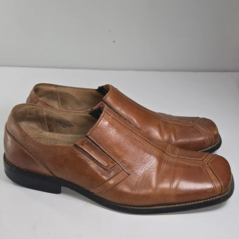 Stacy Adams Mens Brown Leather Slip On Dress Shoes Size 11